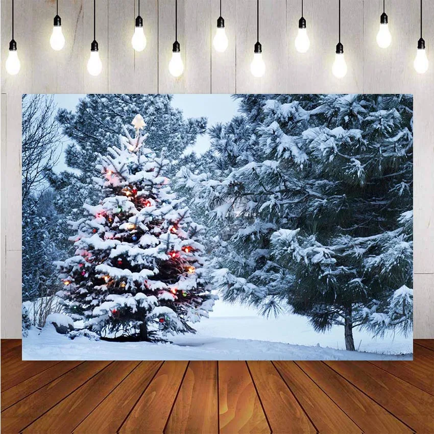 

Photography Background Winter White Snow Frozen Outdoor Scene Tree Backdrops Christmas Decor Photocall Backdrop Photo Studio