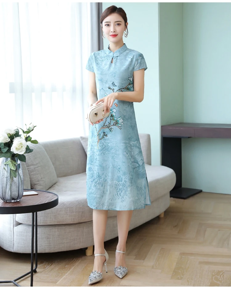 Китайское традиционное платье для женщин Qi Pao cheongsam элегантное улучшенное высококачественное винтажное платье Ципао с принтом размера плюс