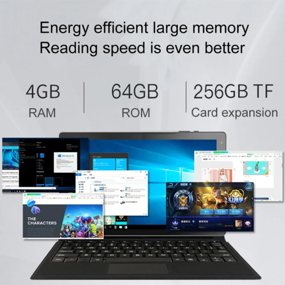 Jumper Ezpad 7 2 in 1 Tablet PC 10.1 inch Windows 10 1920*1200 Cherry-T Z8350 Quad Core 1.44GHz 4GB RAM 64GB eMMC 6500mAh Tablet