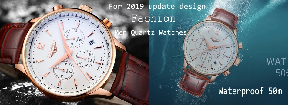 GUANQIN новые модные часы мужские роскошные оригинальные Брендовые мужские кожаные кварцевые часы водонепроницаемые мужские наручные часы relogio masculino