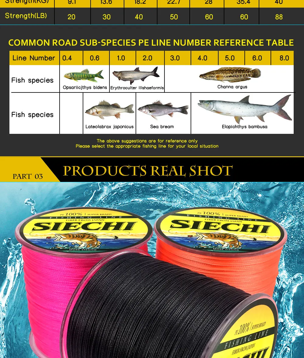 Linha de Pesca Cabo de Fios Linhas de Pesca da Carpa Carpa de Água Salgada para 20 Siechi pe Trançada Multifilamento 500 m de Água 8 30 40 50 60 60 80lb 4 Siechi pe trançado linha de pesca multifilamento