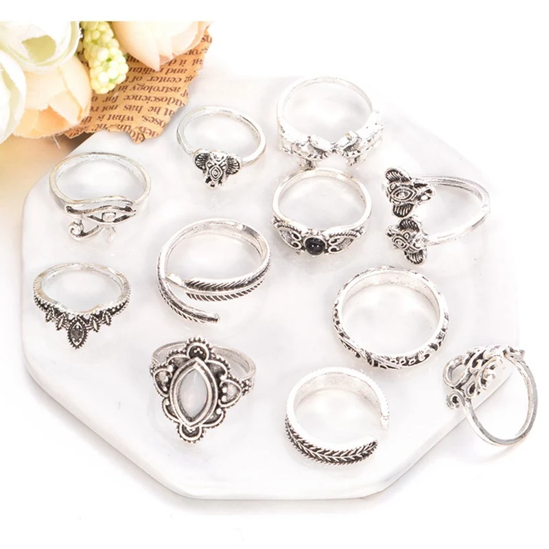 

Elephant Leaves Ring Set Combination Of 11 Sets