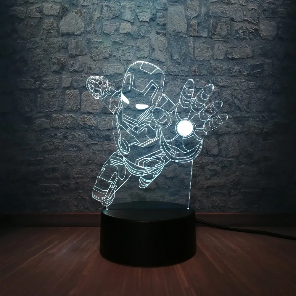 Новинка Marvel Hero Super hero Железный человек 3D светодиодный Ночной светильник