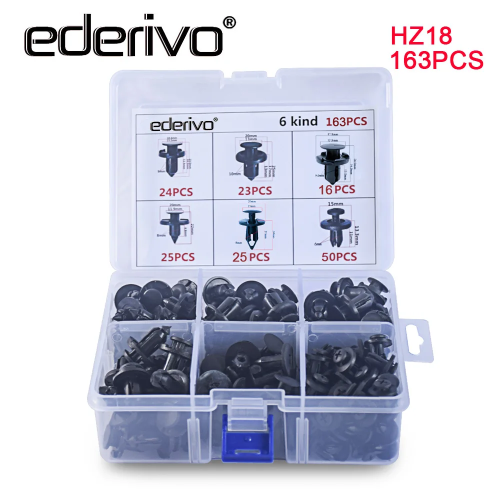 Ederivo 6Kinds 163PCS Universal Mixed Plastic Boxed Car Rivet Screw Fastener Auto Bumper Fender Retainer Clips For All Cars | Автомобили и