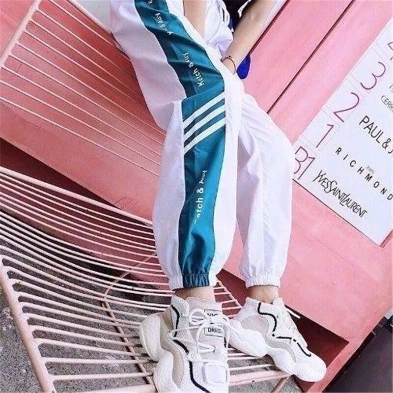 

Summer Harem Pants hip hop fashion loose beam legs solid color Ankle-Length Pants Casual 2019 womens couple Harajuku pants Girl