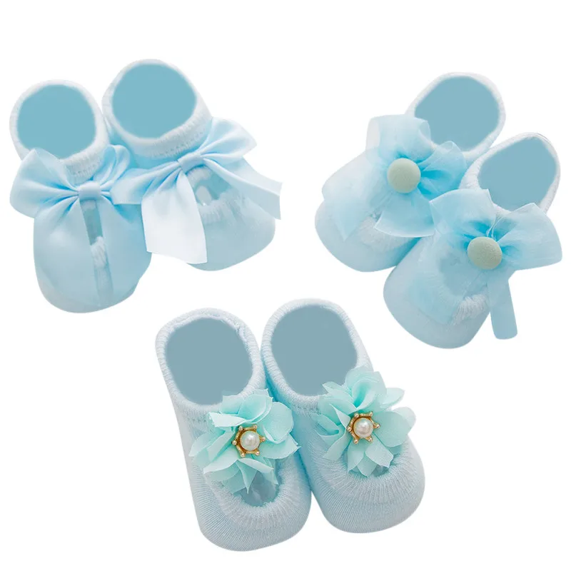 3 пары носков для малышей теплые нескользящие носки с цветочным принтом и кружевным бантом для новорожденных девочек и мальчиков зимние хлопковые носки для новорожденных 30