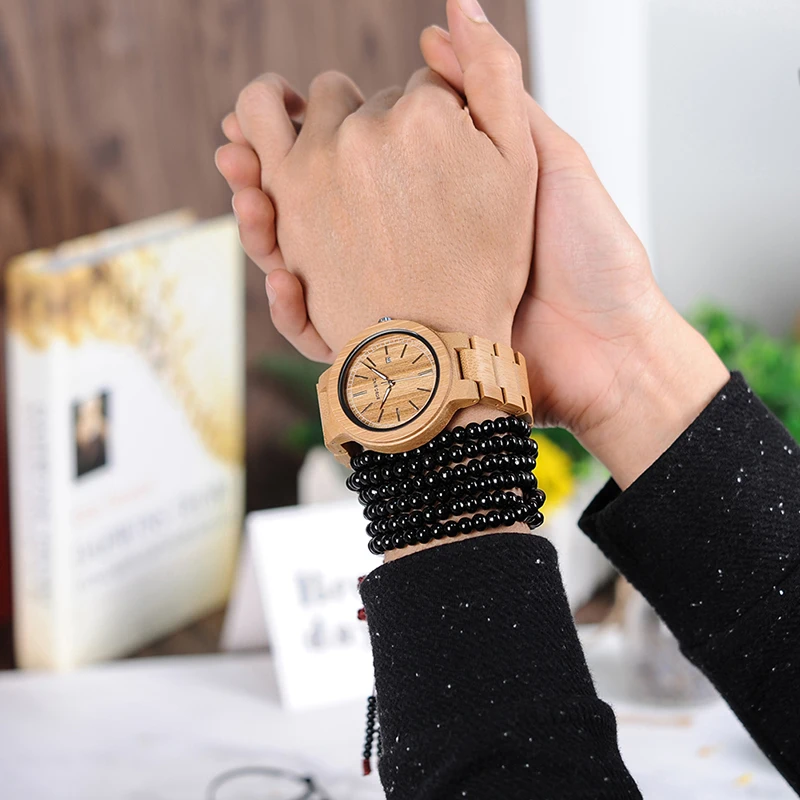 BOBO BIRD Luxury brand bamboo wooden Men Wood Quartz Wrist watches Band as Gift customized