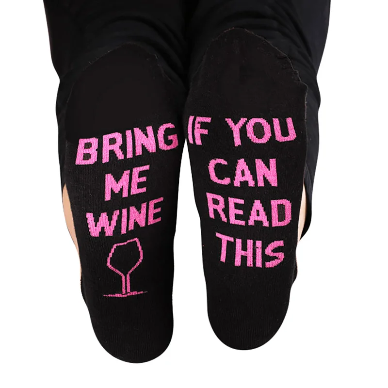 

2017 Autumn Spring Outdoor Sport Cotton socks If You can read this Bring Me Wine Cycling Socks New Arrival Letter Printed Socks