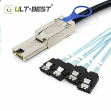 ULT Best External Mini SAS 26pin SFF 8088 Male to 4 x SATA 7Pin Data Storage