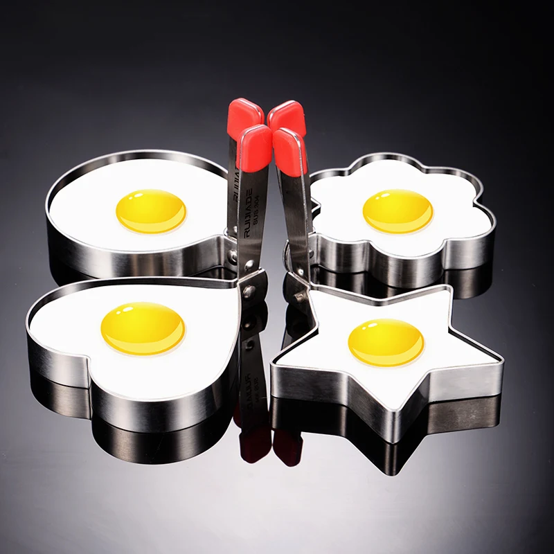 

Stainless Steel Fried Egg Mold shaper Pancake Rings Cooking tools kitchen gadgets Cooking Fried Egg Mold Four shapes for choice