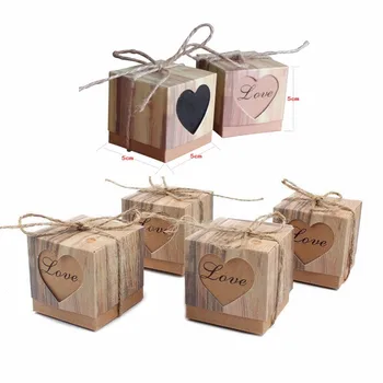 

Wedding Favor and Gifts Box LOVE Heart Kraft Gift Bag with Twine Candy Boxes Baby Shower Bomboniera Giveaways Box Party Supplies