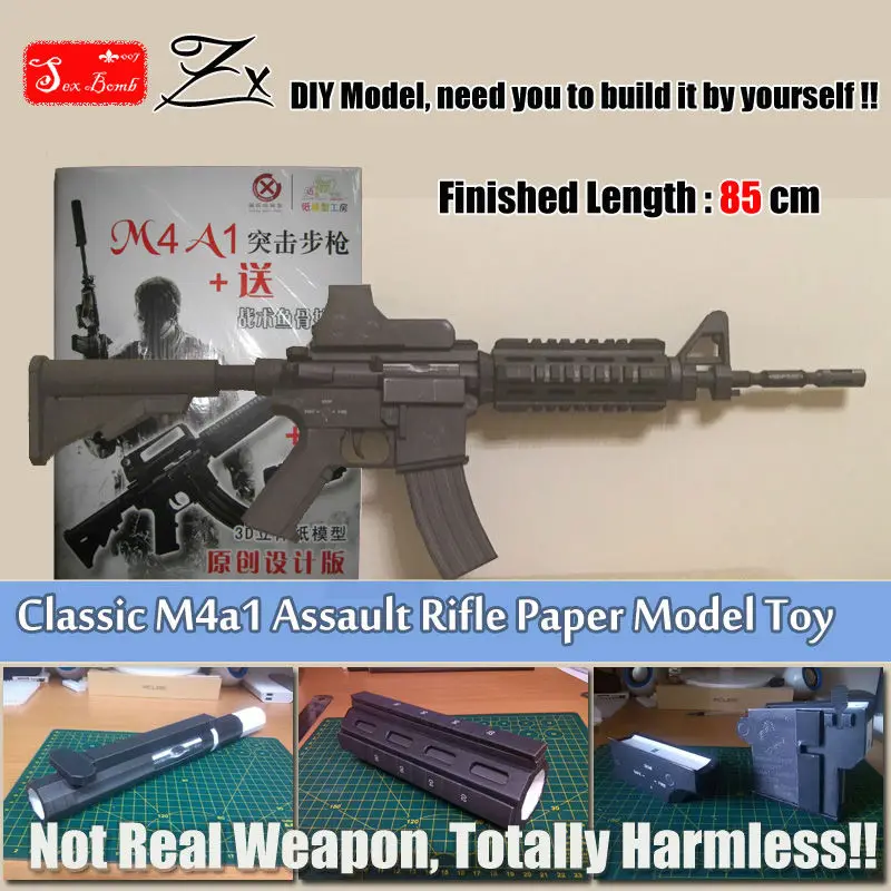 

2017 New Classic SWAT M4A1 Carbine Assault Rifle Scaled 3D Paper Model Kid Adults' Cosplay weapon toy props Handmade Toys