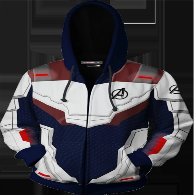 Avengers Endgame Cosplay Quantum Realm Costumes Sweatshirt Hoodie Jacket Captain Marvel Tech Hooded Superhero America Zipper