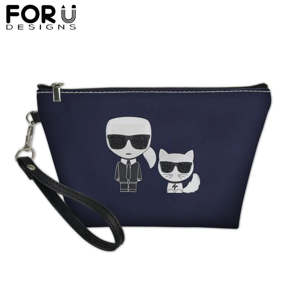 FORUDESIGNS الأزياء كارل Lagerfelds طباعة التجميل حقيبة ل الجنس امرأة سيدة تخصيص تواليت حقيبة حقيبة مستحضرات تجميل حقائب موهير 2019