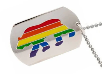 

Bear Pride Rainbow Dog Tag Men's Gay Pride Necklace