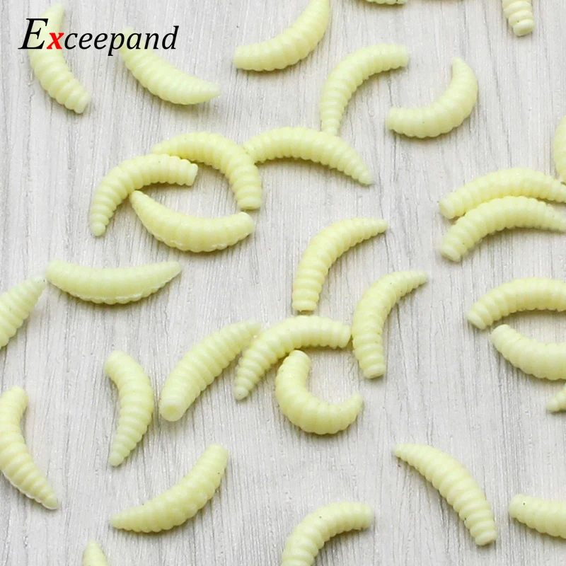 Exceepand 50 Pieces 2 cm 0.4 g Maggot Grub Soft Lure Lifelike Worm Fishing Bait Fly Crap Fishing Tackle