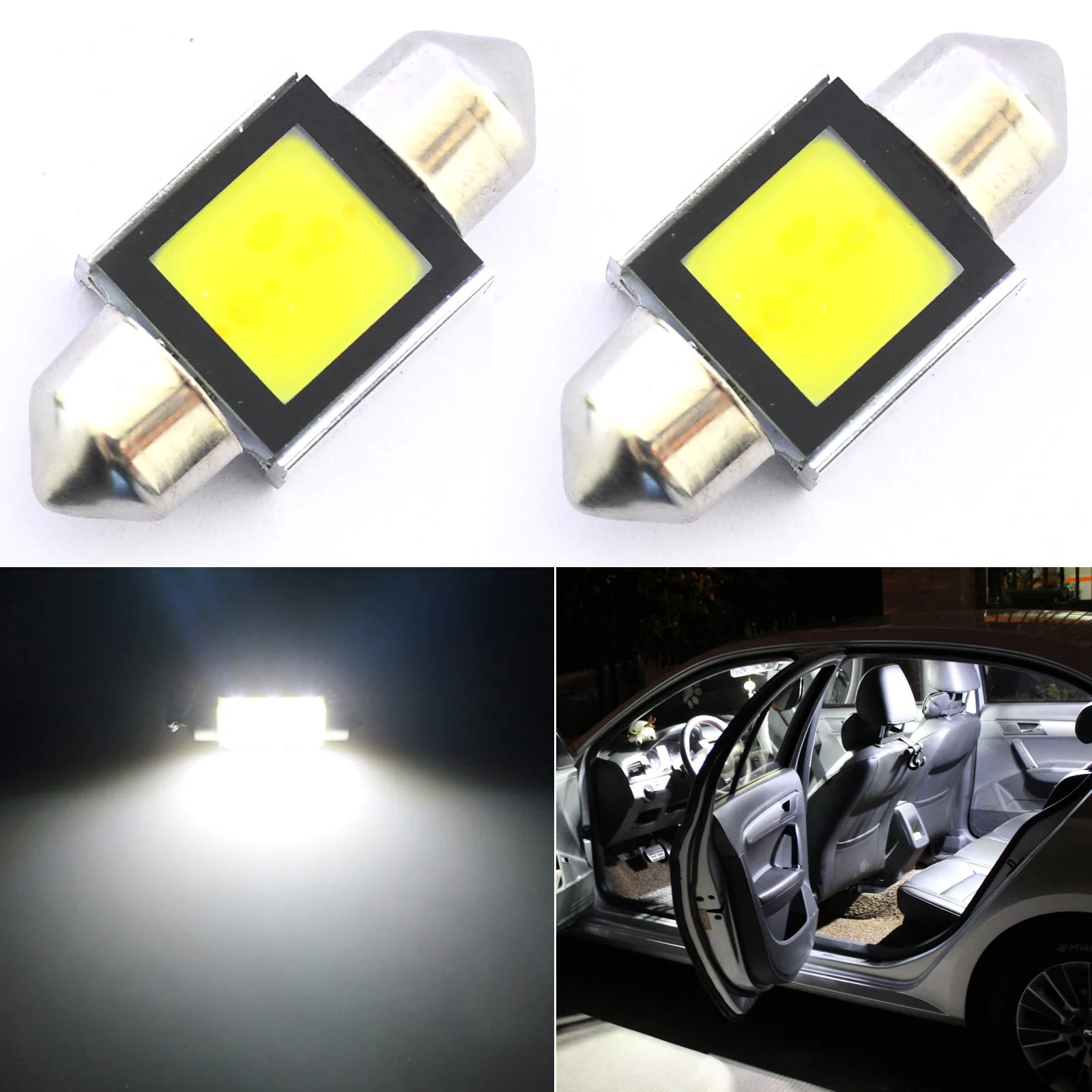 2pcs Car 31mm Festoon Interior COB Car LED Dome Map Light