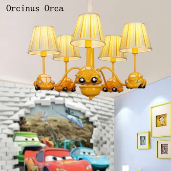 

Cartoon Creative Car Chandelier Boys Bedroom Children's Room Light Modern Simple LED Yellow Truck Chandelier free shipping