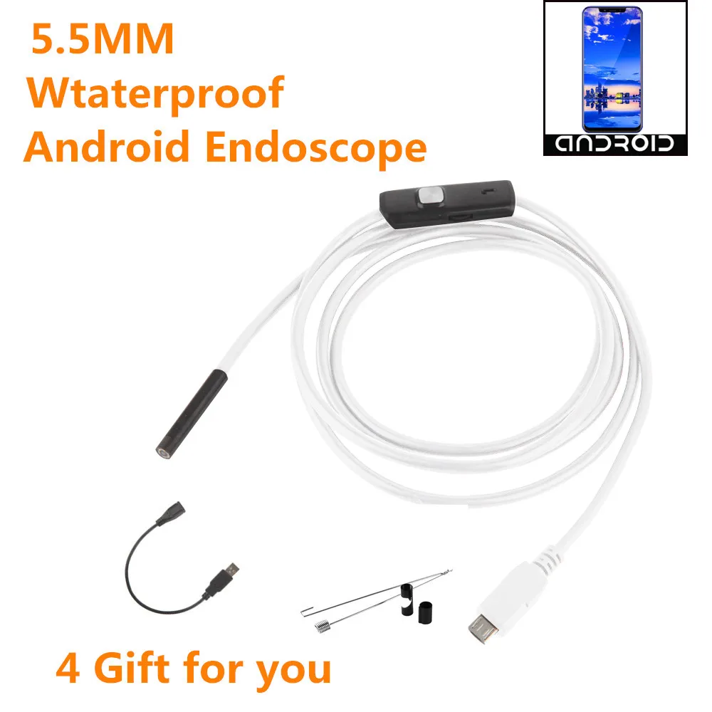 

5.5mm Endoscope Camera 720P HD USB Endoscope With 6 LED 1/1.5/2/3.5/5M Soft Cable Waterproof Inspection Borescope For Android PC