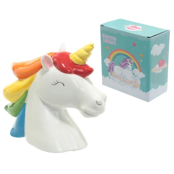 

1Pc Cute Money Saving Box Enchanted Rainbow Unicorn Head Money Box Ceramic Lovely Coin Piggy Bank Gifts For Kids