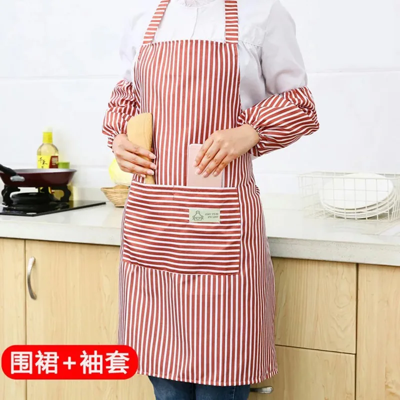 

Women Apron with Pockets Waterproof stripeKitchen Double Layer Anti-oil Aprons Kitchen Cooking Thick Cloth Home Supplies
