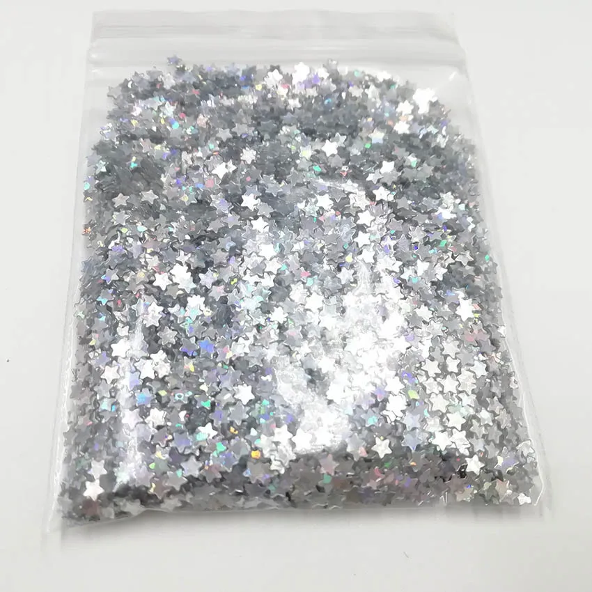 10g/bag Silver Gold Holographic Glitter 3mm Micro Star/Butterfly Shape MIX Acrylic Laser Glitter For Nail Art Decorations YXL035 - Цвет: A