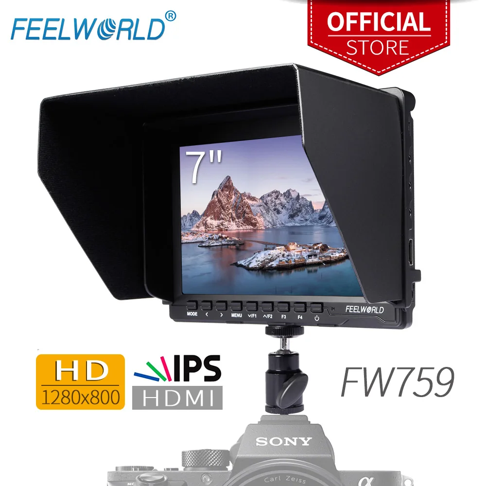 

Feelworld 7" IPS Ultra-thin Design 1280x800 HD HDMI On-Camera Field Monitor with Peaking Focus LCD Monitor FW759 for DSLR Sony