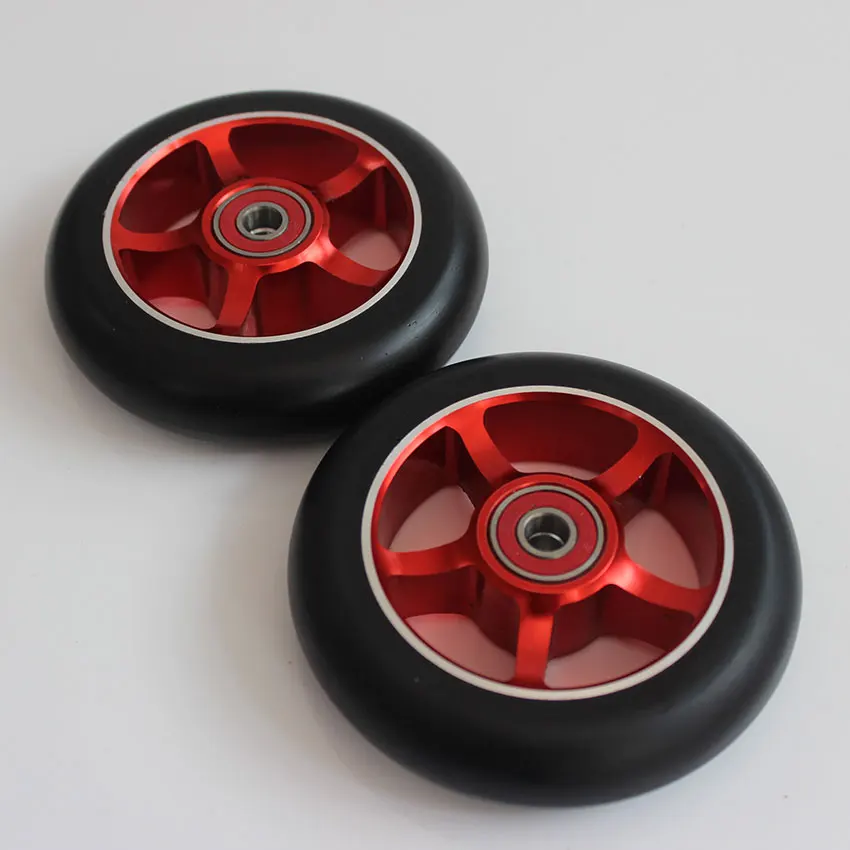 Free shipping!Aluminium Metal Freestyle Stunt Scooter Wheels Black PU