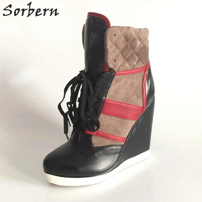 Sorbern модные сапоги выше колена для женская обувь прозрачные каблуки Платформа подиумная обувь черная обувь для женщин 2018 новый красный