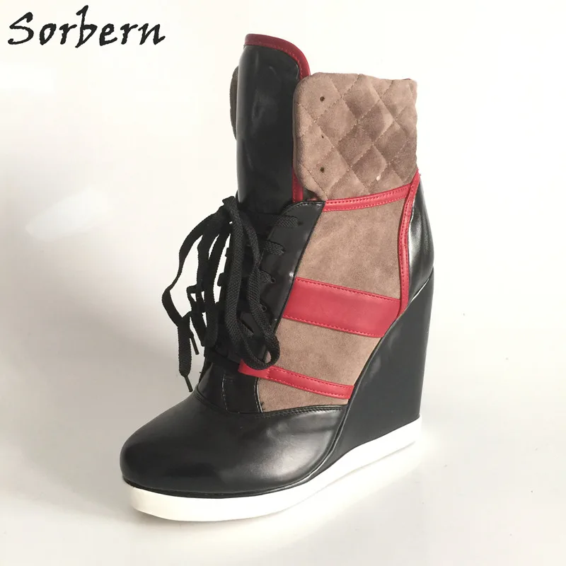 

Sorbern Women Wedges Boots Sexy Lace Up Plus Size Ladies Party Winter Shoes Hot Sale Boots Women Botas Mujer Ankle Boots