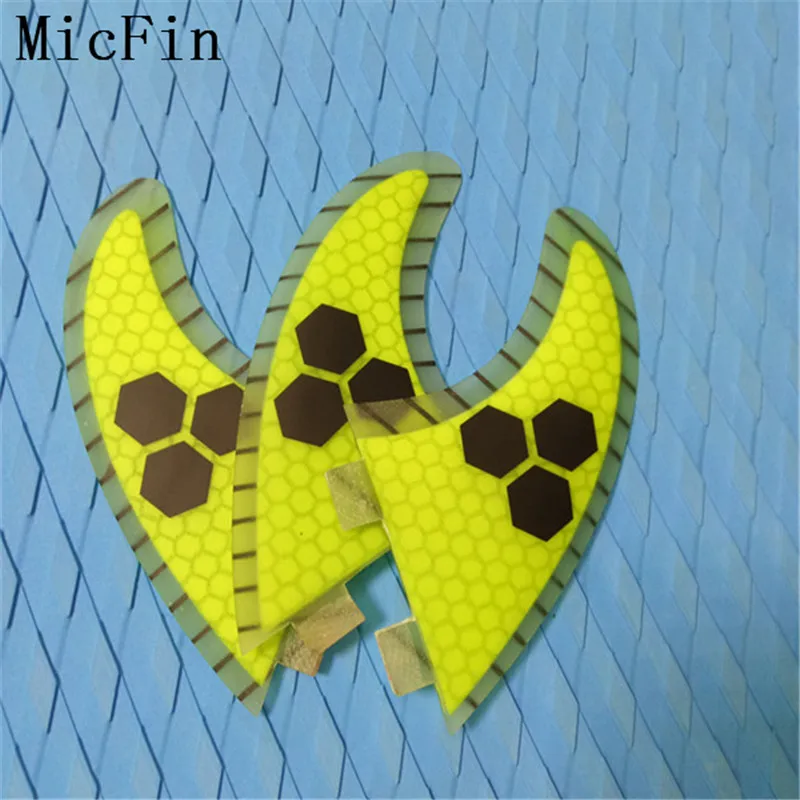 Micfin желтые сотовые плавники стеклопластиковые плавники для серфинговой доски для серфинга quilhas fcs pranchas de Surf fcs плавники