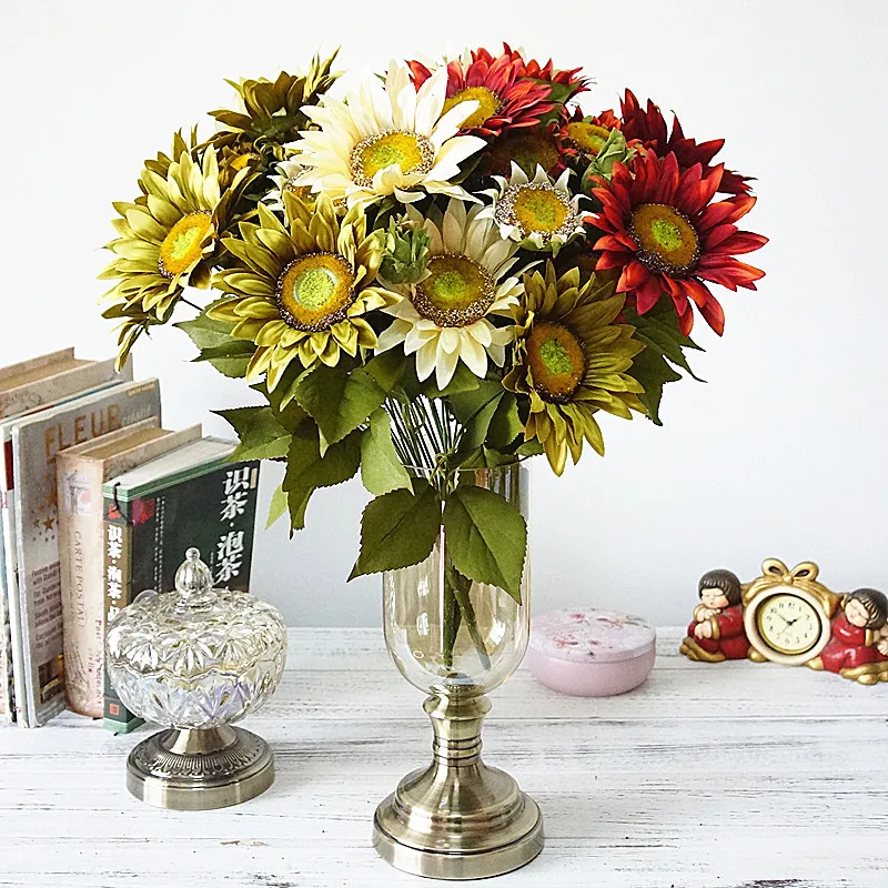 sunflower artificial flower big bouquet flowers home decoration wedding photography decorative ornaments (6)