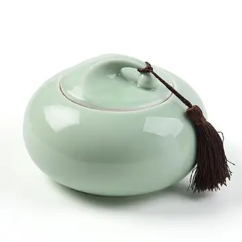 

Sky Blue Ceramics Tea Caddies Kung Fu Tea Set Accessories Tea Leaf Canister Coffee Powder Organizer Cans Teaware Storage Box