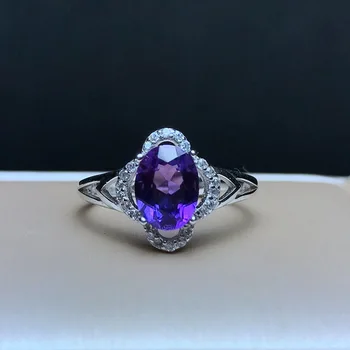 

MeiBaPJ Natural Amethyst Gemstone Fashion Flower Ring for Women Real 925 Sterling Silver Fine Charm Jewelry