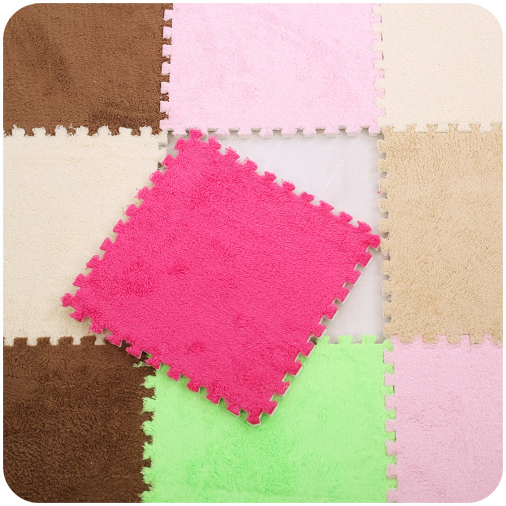 New 9pcsset 30301cm Long Fur Hair Puzzle Eva Foam Floor Mat Baby Crawling Cutting Area Rug Play Carpet For Child Living Room (41)