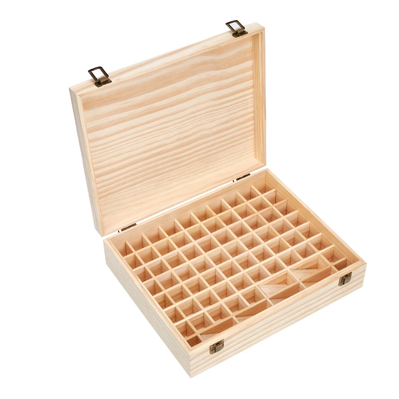 

Natural Single-layer Wooden Large Essential Oil Storage Box Case Container 74 Bottles Aromatherapy Organizer Storage Case