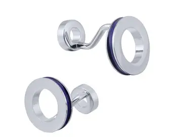 

10pairs/lot Creative Silver Round Double Circles Cufflinks Blue/Black Enamel Circle Cuff Links Men's Jewelry Accessory Wholesale