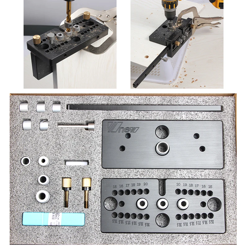 

3 In1 Dowelling Jig Drilling Locator Tri-hole Punch Hole Locator Round Dowel for Furniture Fast Connecting Cam Fitting