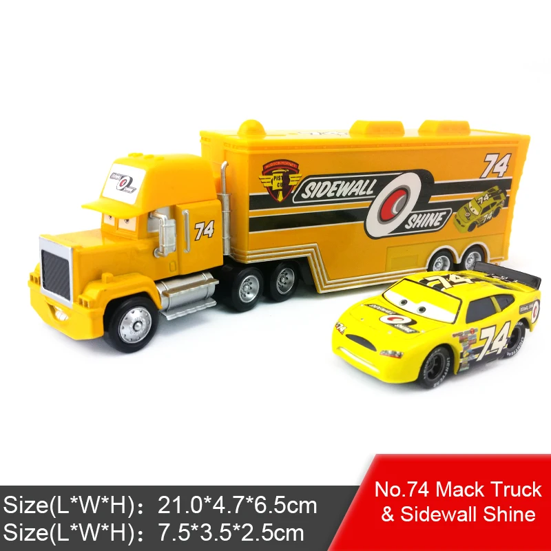 Mack and No.74 Disney Pixar Cars 2 3 Lightning McQueen Jackson Storm Mack Uncle Truck King 1:55 автомобиль из литого металла игрушка для детей подарок - Цвет: Mack and No.74