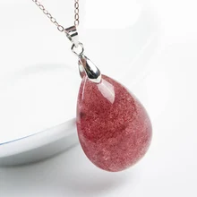 Натуральный красный лед клубника кварцевое ожерелье с подвеской 29x21x10 мм Женский юбилей Кристалл заживление Модный кулон, ювелирные изделия