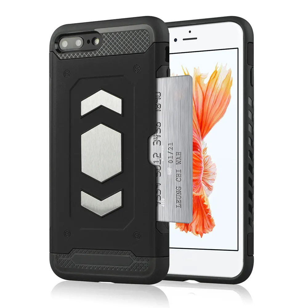 2 in 1 Armor ultra thin Case For iPhone 7 8 6 6s Magnetic Holder Card X XS Plus Shockproof Cover |