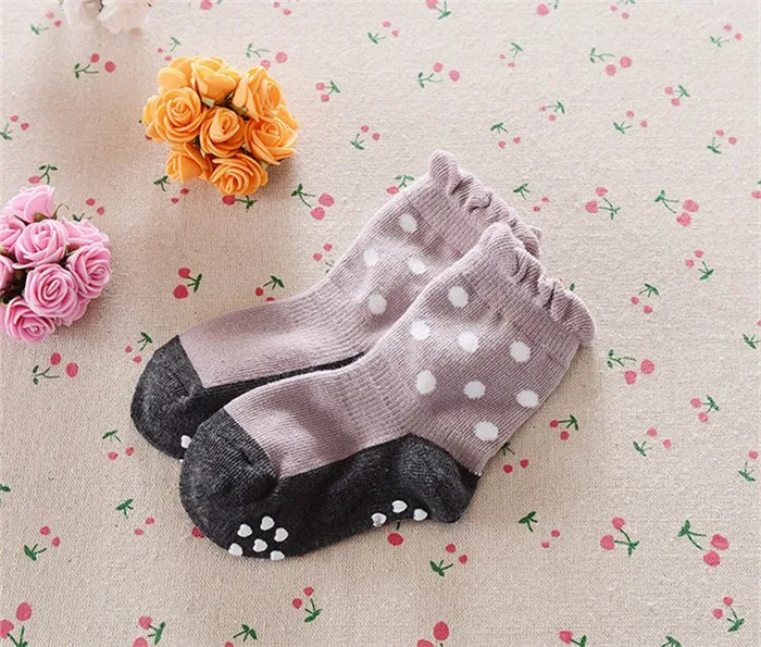 3 пар/лот, прямая, г., весенне-осенние детские носки нескользящие носки для малышей A-cll-001-3 в горошек
