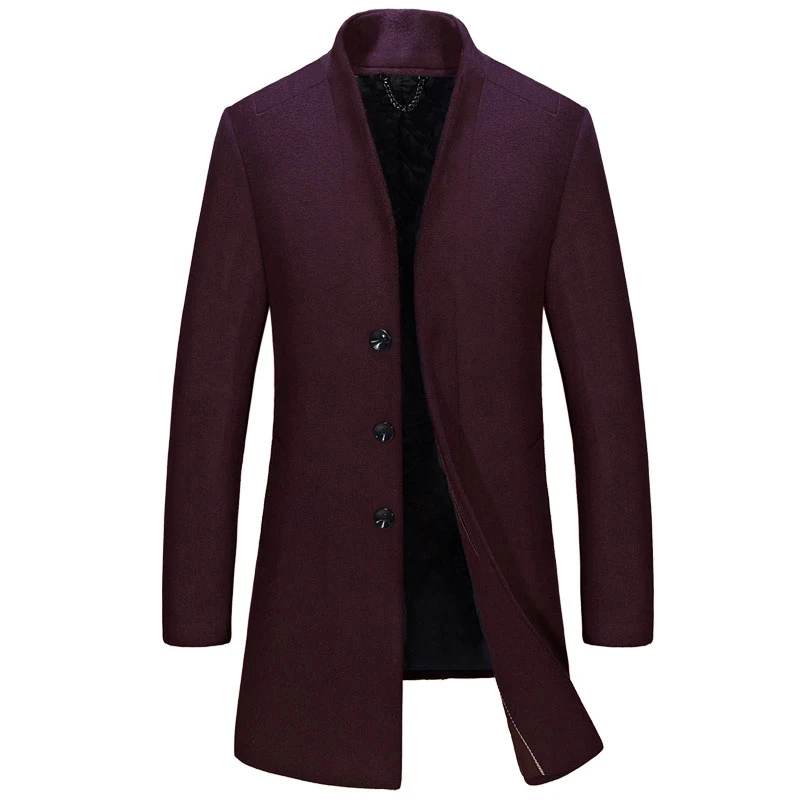 WOLF ZONE длинное пальто для мужчин бизнес повседневное Зимнее Шерстяное приталенное Мужское пальто мужской брендовый Тренч ветронепроницаемая куртка одежда