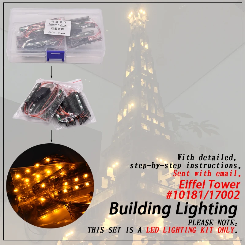 

Led Light Set (only light included ) For legoings 10181 Eiffel Tower Compatible 17002 Architecture Building Blocks Bricks Bricks