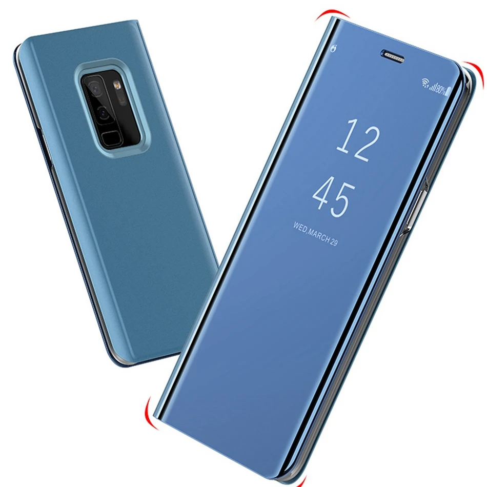 Роскошный флип чехол с зеркалом KISSCASE для Samsung galaxy S9 S8 S10 Plus Прозрачный S7 S6 edge Note 9 8