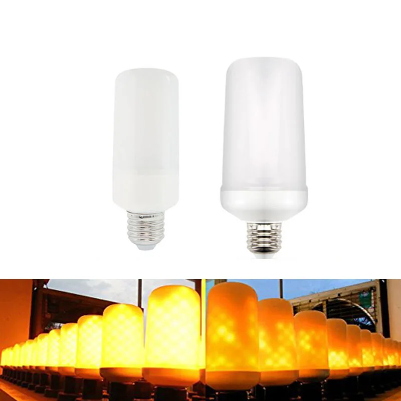 E27 E26 2835 Светодиодный эффект пламени огня лампочки 7 W 9 w творческие огни мерцающего эмуляции Винтаж атмосферная декоративная лампа
