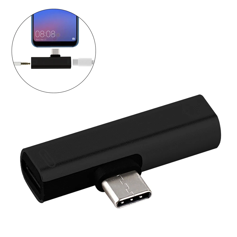 

New 2 in 1 USB Type C Converter to 3.5mm Aux Jack Adapter USB C Charging Extension Adapter for Xiaomi Mi 8 A2 Lite Hot Sale