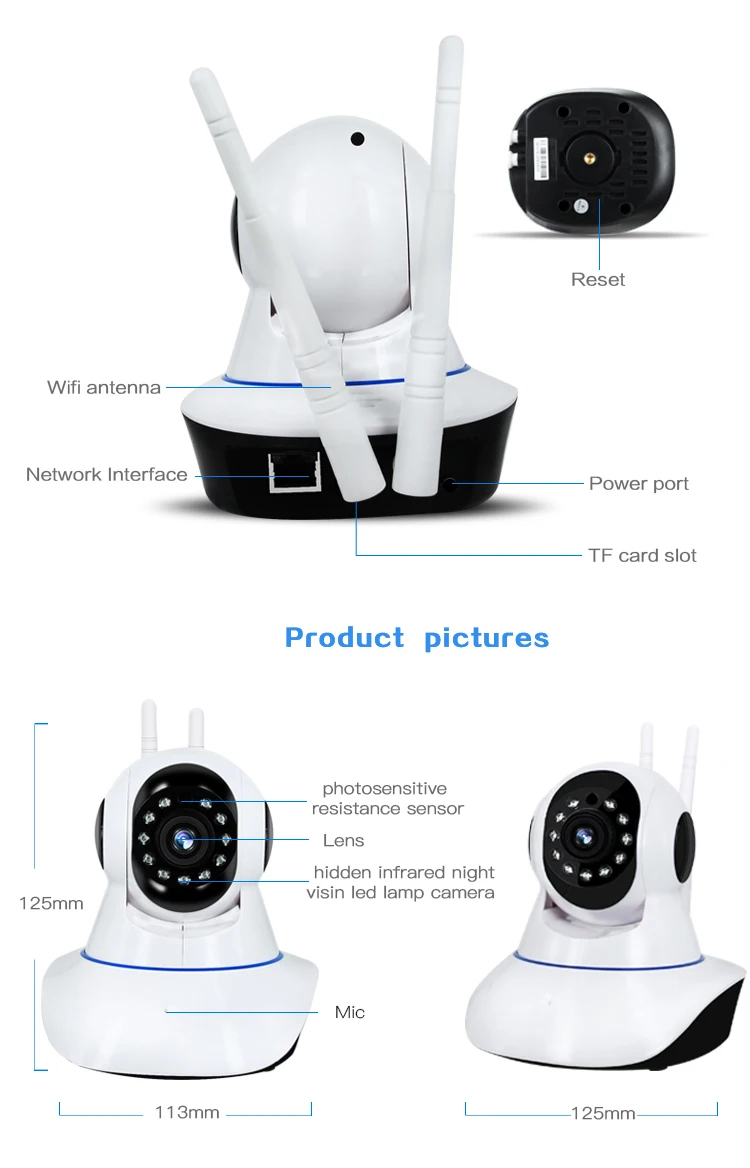 SmartYIBA Wifi камера приложение управление 360 градусов рыбий глаз камера IP Детский Монитор умная камера безопасности для дома 32/64 ГБ SD карта TF