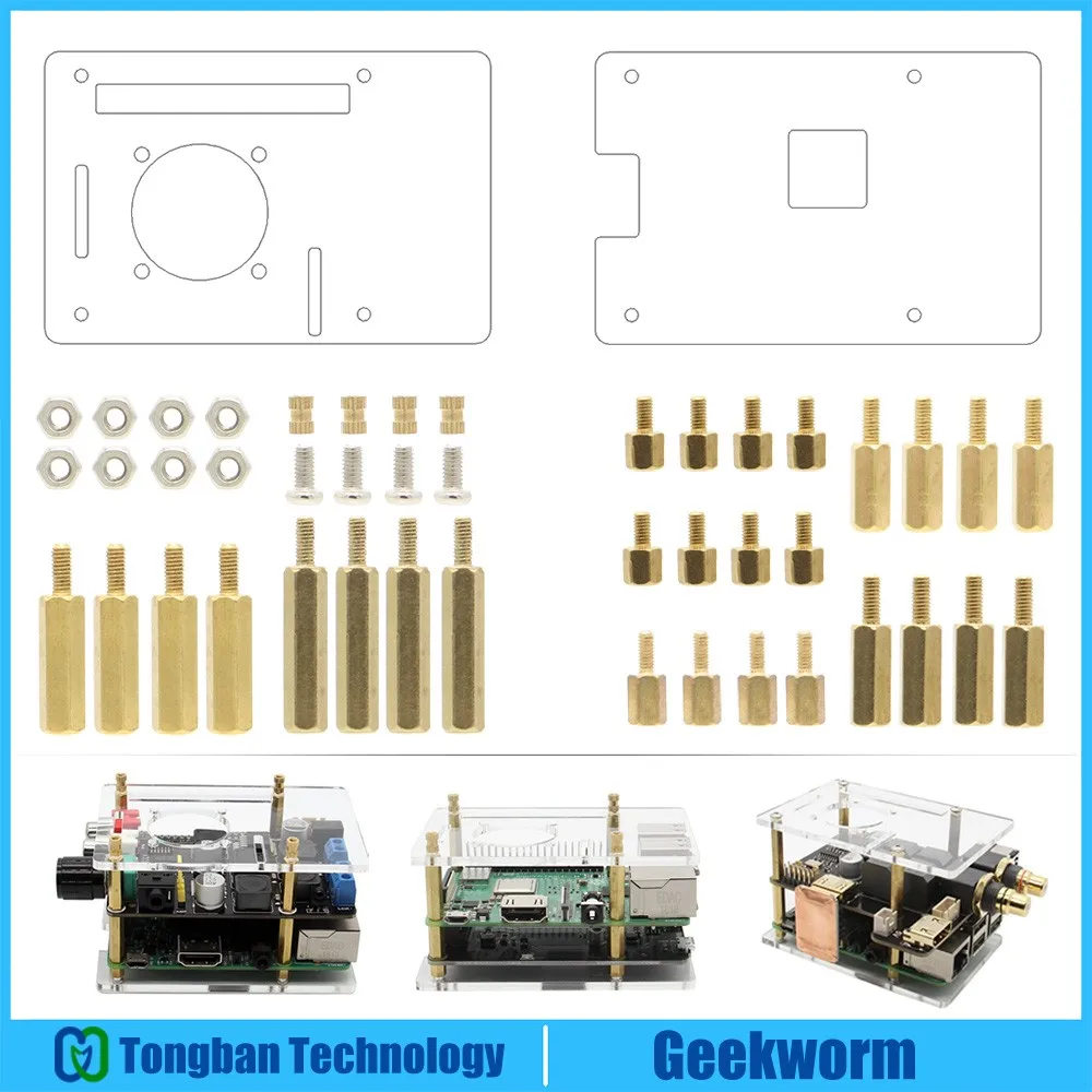 Универсальный чехол Raspberry Pi HAT+ стойки+ винты+ гайки DIY Kit, универсальный чехол для Raspberry Pi 4 Модель B/Pi 3B+ Plus/3B