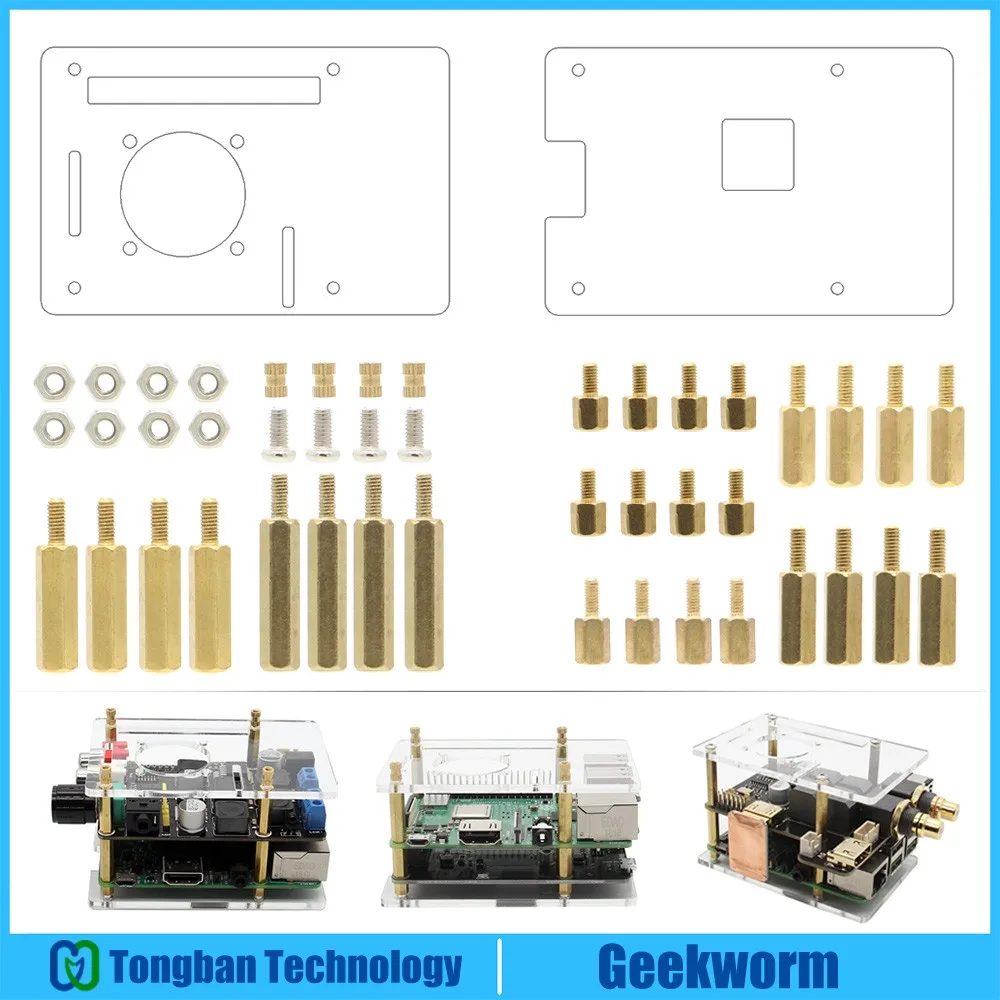 

Universal Raspberry Pi HAT Case+ Standoffs + Screws+ Nuts DIY Kit, Generic Case Kit for Raspberry Pi 4 Model B/ Pi 3B+ Plus/3B